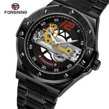 Forsining Classic Bridge Mechanical Watch Men Black Automatic Transparent Gear Full Steel Band Racing Male Sport Watches Relogio 2024 - buy cheap