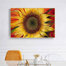 Modern Flowers Posters and Prints Wall Art Canvas Painting Abstrac Golden Yellow Sunflower Pictures for Living Room Home Decor 2024 - buy cheap