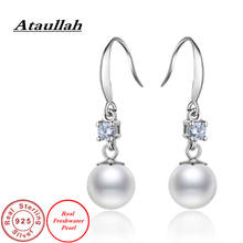 Ataullah Trendy Round Natural Freshwater Pearl Pendant Earrings Silver 925 Jewelry Dangle Drop Earrings For Woman EW087 2024 - buy cheap