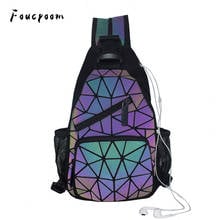 New Luminous Women Crossbody Bags With Headphone Hole Women Geometric Chest Unisex Travel Multifunctional Shoulder Bags 2020 2024 - buy cheap