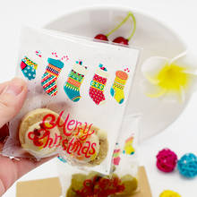 2019 10pcs Colorful Christmas Socks Plastic Cookies Packaging Bags Xmas Self Adhesive Gift Bag Candy Biscuit Pouch Party Decor 2024 - buy cheap