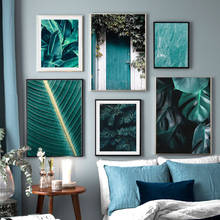 Pintura em tela de pinheiro verde monstera, posteres e impressões de plantas, imagens para decoração de sala de estar 2024 - compre barato