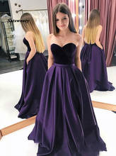 2022 Charming Purple Prom Dresses with Sweetheart Velvet Party Dresses Custom Made Evening Gowns Robe De Soiree 2024 - buy cheap