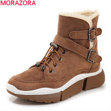 MORAZORA 2020 winter keep warm fashion ankle boots high quality buckle comfortable flat heel round toe women brand boots 2024 - buy cheap