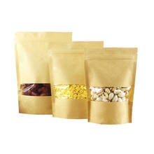 100pcs Kraft Paper Bag Zip Lock Bag with Window Tea Packaigng Bag Sachet Kraft Bag Packaging for Nuts Snacks Sweets 2024 - buy cheap