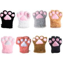 Women Girls Cute Bear Cat Paw Glove Winter Warm Thick Fluffy Plush Cartoon Animal Anime Lolita Cosplay Mitten 2024 - buy cheap