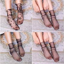 Sexy Lace Short Socks Bling Shiny Transparent Silk Socks Ultrathin Woman Nylon Socks for Female Girls Fishnet Casual Meias 2024 - buy cheap