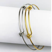 Brazalete de acero inoxidable, pulsera envuelta de alambre ajustable, cromado/dorado/oro rosa, 10 Uds. 2024 - compra barato