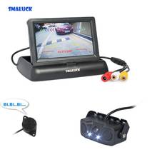 Smalak-câmera de ré para carro, 4.3 polegadas, monitor lcd, tela, vídeo, radar de estacionamento, sensor 2 em 1, sistema de estacionamento 2024 - compre barato