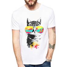 Camiseta con estampado de gato para hombres, camisa de cuello redondo con diseño divertido de gato, Breeze and Cat Playing Drums, a la moda, de verano 2024 - compra barato