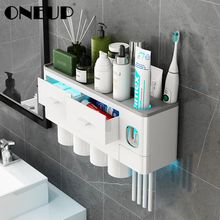 Держатель для зубных щеток ONEUP, автоматический дозатор зубной пасты с чашкой, настенное крепление, стеллаж для хранения туалетных принадлежностей, набор аксессуаров для ванной 2024 - купить недорого