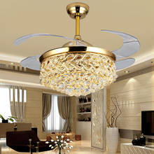 Crystal Invisible fan light living room modern minimalist light luxury fan lighting bedroom with light LED ceiling fan light 2024 - buy cheap