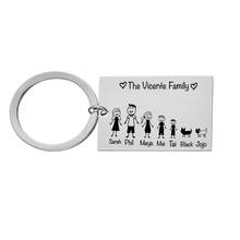 Personalized Family Portrait Key Chain Name Customized Pets Engraved For Parents Present Keyring Bag Charm Gift for Grandma 2024 - buy cheap