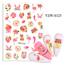 3D Stickers for Nails Self-adhesive Flamingo Peony Flower Nail Art Decorations Rabbit Cat Tiger Sticker Nail Foil Accessories 2024 - buy cheap