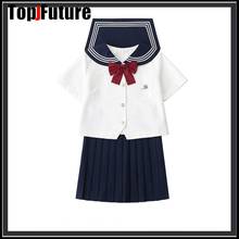 Sapporo white three school uniform Japanese department JK uniform basic sailor's uniform student's middle suit top shirt 2024 - buy cheap