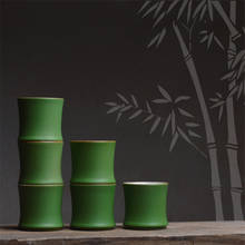 Taza de cerámica de hoja de bambú de imitación, creativa con taza de agua bajo esmalte, Kung Fu Puer Master Cup, vajilla de oficina 2024 - compra barato