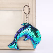 25pcs/lot Dolphin Keychain Glitter Pompom Sequins Key Chain Gifts for Women Men Car Bag Accessories Key Ring Jewelry Wholesale 2024 - buy cheap