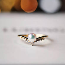 Anillos de oro con perlas de imitación en forma de V para mujer, joyas de cristal simples, regalos de joyería 2024 - compra barato