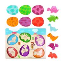 Wooden Cartoon Dinosaur Egg Jigsaw Puzzle Learning Board Kids Educational Toy 2024 - buy cheap