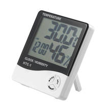 Termômetro digital lcd, higrômetro interno, medidor de temperatura e umidade de parede com despertador 2024 - compre barato