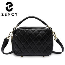 Zency New Arrivals Lingge Women Tote Handbag 100% Genuine Leather Fashion White Lady Crossbody Shoulder Bags Small Pillow Purse 2024 - buy cheap