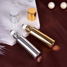 Botellas enrollables de vidrio dorado para aceites esenciales, 1 unidad, 5ML, con bolas de Metal, para Perfumes 2024 - compra barato
