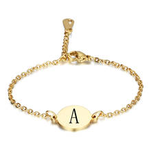 Eif dock charme inicial ouro-cor pulseiras de aço inoxidável redondo 26 letras a z alfabeto pulseira para meninas feminino crianças presentes 2024 - compre barato
