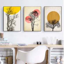 Abstract Poster Minimalist Canvas Painting Yellow Circle Prints Nordic and Posters Wall Art Pictures for Living Room Home Decor 2024 - buy cheap