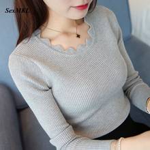 Fashion Autumn Women V-neck Long Sleeve Knitted Sweater 2021 Sexy Jumper Pullover Basic Elastic Women Tops Clothing Pull Femme 2024 - buy cheap