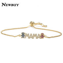 NEWBUY Elegant Mother's Day Gift MaMa Letter Boy&Girl Charm Bracelets Copper Cubic Zirconia Jewelry Gift for Women Wholesale 2024 - buy cheap
