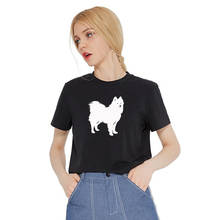 Camiseta harajukuku de algodón con estampado de Samoyed para mujer, Camisetas estampadas Harajuku para mujer, tops hipster de talla grande 2024 - compra barato