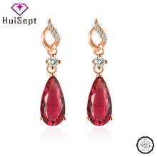 HuiSept Earrings 925 Silver Jewelry Water Drop Shape Ruby Zircon Gemstone Trendy Earring for Women Wedding Engagement Accessory 2024 - buy cheap