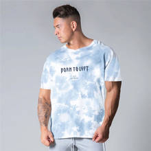 Tie-Dye Gym Fitness Men Bodybuilding Workout Skinny T-shirt Male Cotton Sport Tee Shirt Tops Summer Casual Short Sleeve Clothing 2024 - buy cheap