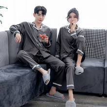 Couple Silk Satin Pajamas Pyjamas Set Long Sleeve Sleepwear Pijama Pajamas Suit Pajamas for Women & Man Sleep 2PC Set Loungewear 2024 - buy cheap