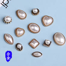 50pc Anti-Gold Color Zinc Alloy Material Imitation Pearl Heart/Square Beads Charm for Hair DIY Handmade Jewelry Making Wholesale 2024 - buy cheap