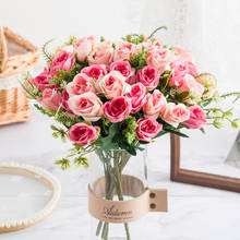 Букет роз, искусственные цветы, 5 вилок, 10 головок, аксессуары для украшения дома, рукоделие, «сделай сам», для гостиной, искусственные цветы для свадьбы 2024 - купить недорого