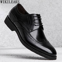 Brogue Shoes Men Black Oxford Crocodile Shoes for Men Fashion Men Dress Shoes Leather Formal Office 2022 Zapatos Hombre Vestir 2024 - buy cheap