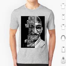 Be The Change.. T Shirt DIY Cotton Big Size S-6xl Gandhi Mahatma Gandhi Empower Tribute World Change Photoshop Powerful 2024 - buy cheap