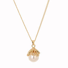 Vintage elegante redondo pérola clavícula corrente colar cor de ouro simples pingente feminino festa charme jóias acessórios 2024 - compre barato