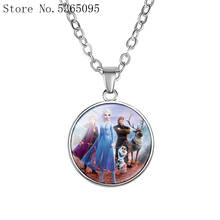 Frozen 2 Necklace Children's Cartoon Elsa Princess Anna Time Gem Pendant Girl Necklace Doll Accessories Disney girls present 2024 - buy cheap