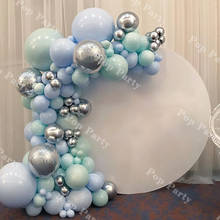 Kit de balões metalizados para festa, 101 pçs, de hortelã, azul, guirlanda, arco, metálico, prata, para bebê: 1 ° aniversário, suprimentos 2024 - compre barato