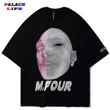 Camiseta de Hip-Hop para hombre, camisa con estampado de retrato de cabeza reflectante, Harajuku, de algodón, suelta, de manga corta, de verano, 2021 2024 - compra barato