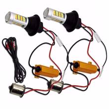 For Car Lighting 2pcs 1156 High Power Dual Color Switchback LED Bulb P21W S25 BA15S 2835 42LED Daytime Running Turn Signal Lamp 2024 - buy cheap