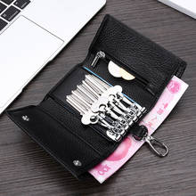 Men Women Genuine Leather Key Wallet Solid color Men Key Holder Organizer Zipper Housekeeper Key Bag Coin Purse Unisex Money Bag 2024 - buy cheap