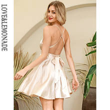 LOVE & LEMONADE-vestido abierto con escote en V, color albaricoque, con lazo trasero tipo A, Minivestido de fiesta, LM98000 2024 - compra barato