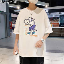 Мужская одежда ZAZOMDE, летняя модная Корейская футболка в стиле хип-хоп, Хлопковая мужская рубашка большого размера, модная уличная одежда, футболки с графическим рисунком 2024 - купить недорого