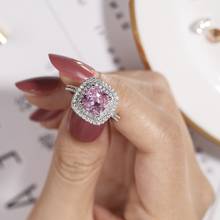 Real 100% 925 anéis de prata esterlina dedo jóias eterna natural rosa safira casamento anel de noivado para mulher 2024 - compre barato