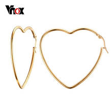 Vnox-pendientes de color dorado para mujer, aretes de boda, corazón grande, aro 2024 - compra barato