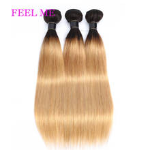 Feelme-aplique de cabelo humano peruano para mulheres, extensões lisas 1b/27 de dois tons de cabelo remy, 3/4 peças 2024 - compre barato