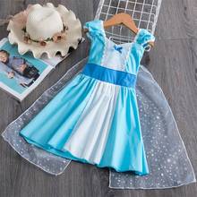 Princess Anna Elsa 2 Dress Cinderella Dresses For Kids Girls 2 3 4 5 6 Year Princess Costume Party  Children Summer Clothes 2024 - купить недорого